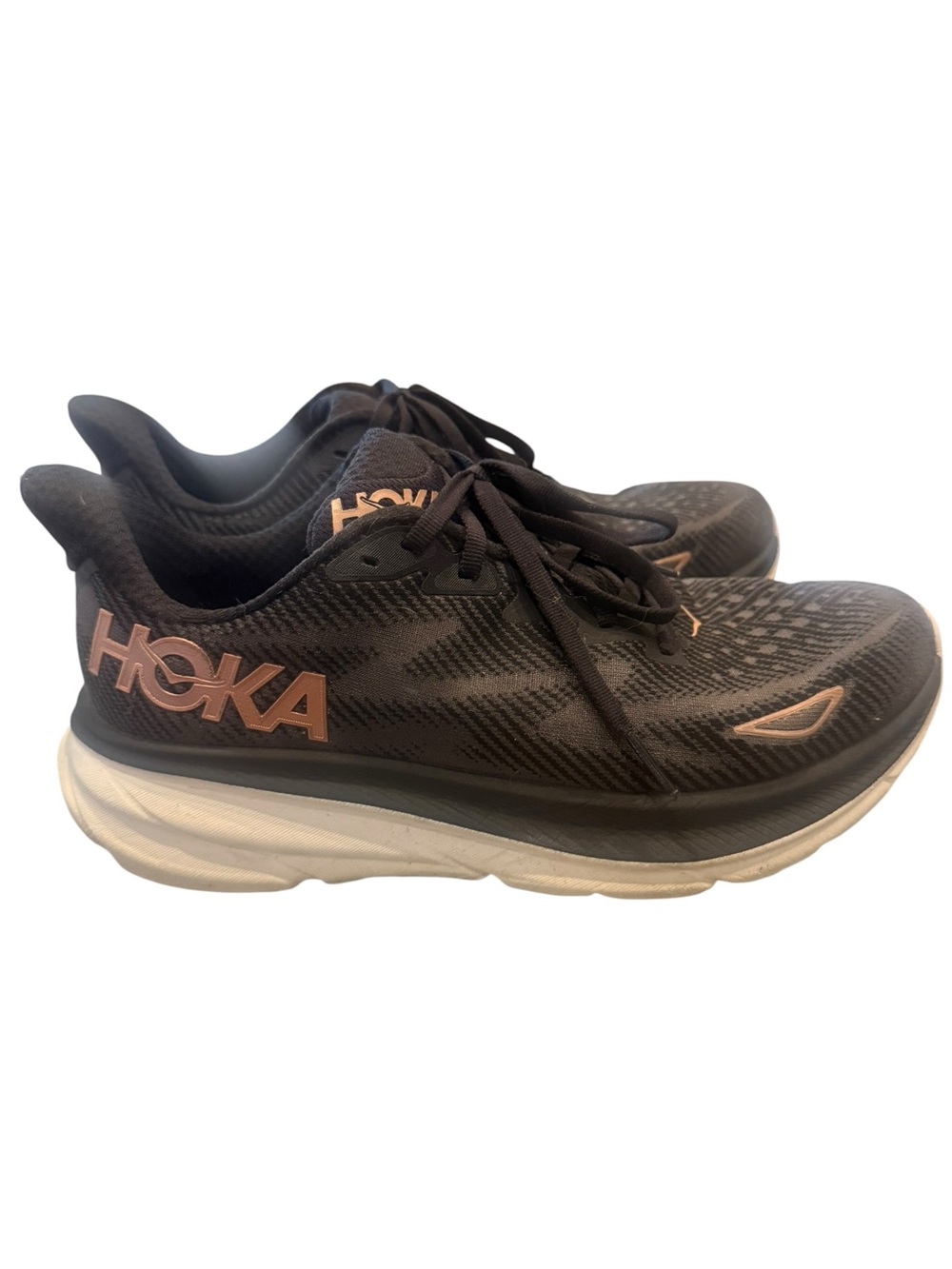Hoka Women's Black with Rose Gold Accent Running Shoes